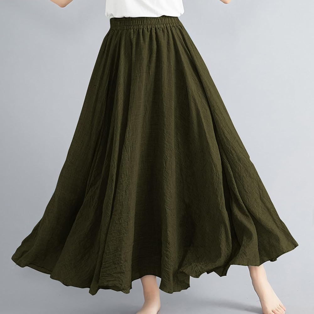 希少品☆未使用 レミレリーフMilitary Maxi Skirt 38 カーキ Army green skirt linen skirt maxi skirt long skirt women